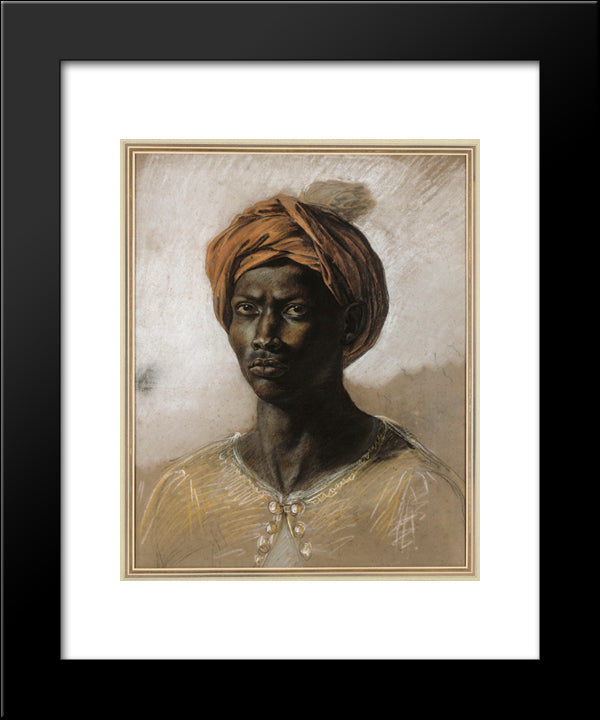 Portrait Of A Turk In A Turban 20x24 Black Modern Wood Framed Art Print Poster by Delacroix, Eugene