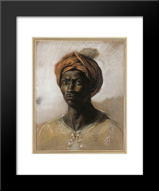 Portrait Of A Turk In A Turban 20x24 Black Modern Wood Framed Art Print Poster by Delacroix, Eugene