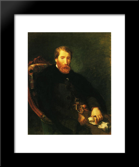 Portrait Of Alfred Bruyas 20x24 Black Modern Wood Framed Art Print Poster by Delacroix, Eugene