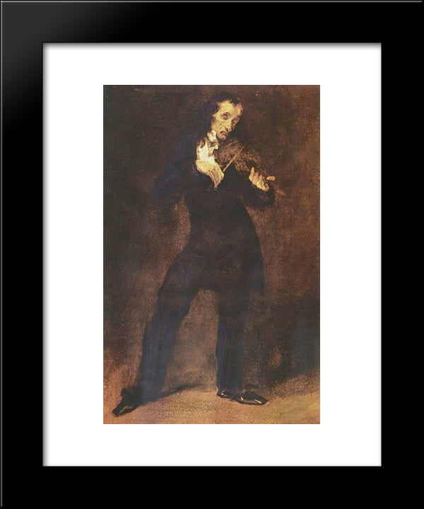 Portrait Of Paganini 20x24 Black Modern Wood Framed Art Print Poster by Delacroix, Eugene