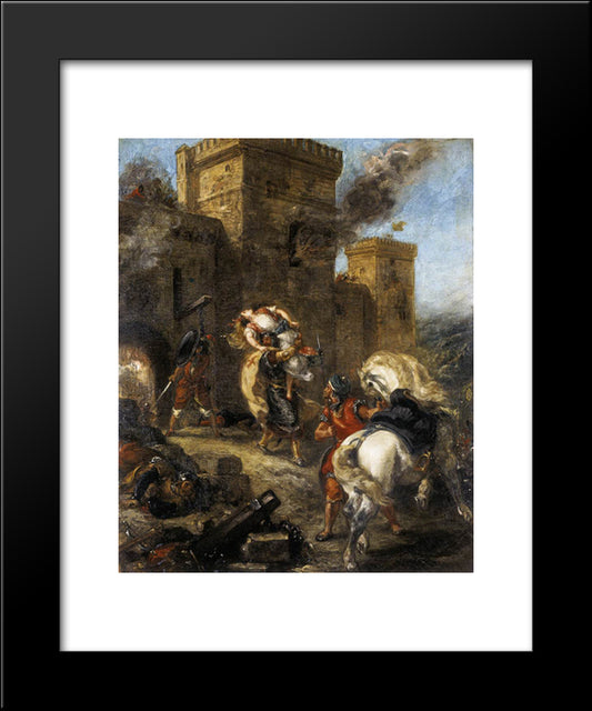 Rebecca Kidnapped By The Templar, Sir Brian De Bois-Guilbert 20x24 Black Modern Wood Framed Art Print Poster by Delacroix, Eugene