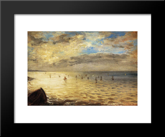 Sea Viewed From The Heights Of Dieppe 20x24 Black Modern Wood Framed Art Print Poster by Delacroix, Eugene