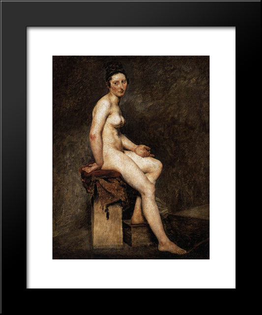 Seated Nude, Mademoiselle Rose 20x24 Black Modern Wood Framed Art Print Poster by Delacroix, Eugene