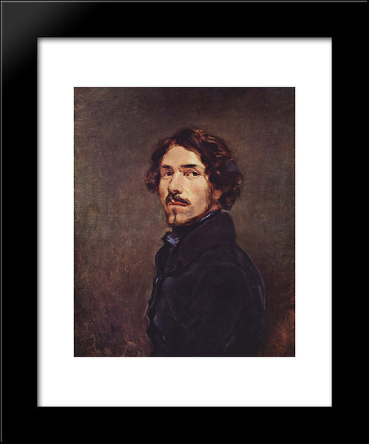 Self Portrait 20x24 Black Modern Wood Framed Art Print Poster by Delacroix, Eugene