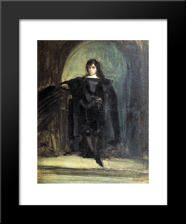 Self Portrait As Hamlet 20x24 Black Modern Wood Framed Art Print Poster by Delacroix, Eugene