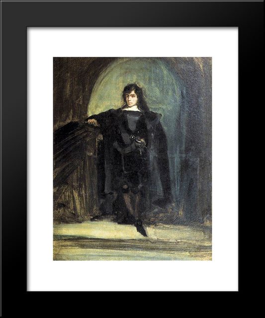 Self Portrait As Hamlet 20x24 Black Modern Wood Framed Art Print Poster by Delacroix, Eugene