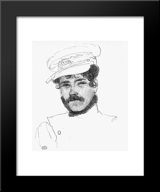 Self-Portrait With Cap 20x24 Black Modern Wood Framed Art Print Poster by Delacroix, Eugene