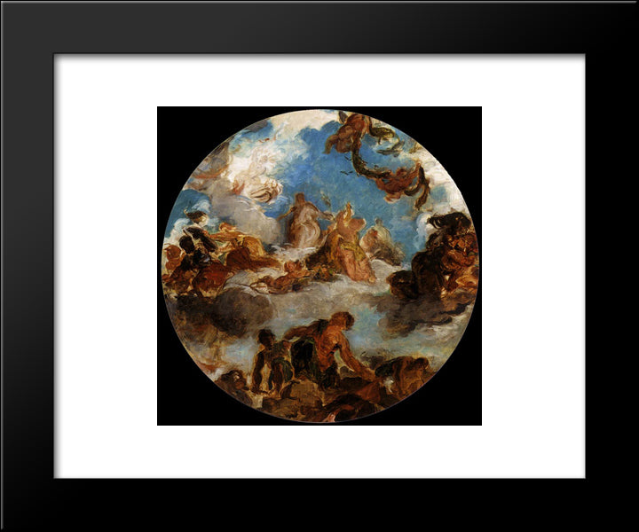 Sketch For Peace Descends To Earth 20x24 Black Modern Wood Framed Art Print Poster by Delacroix, Eugene