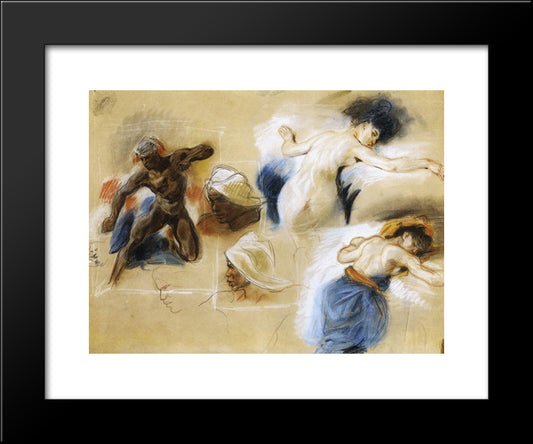 Sketch For The Death Of Sardanapalus 20x24 Black Modern Wood Framed Art Print Poster by Delacroix, Eugene