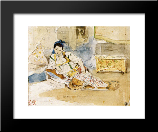 Sketch For The Women Of Algiers 20x24 Black Modern Wood Framed Art Print Poster by Delacroix, Eugene