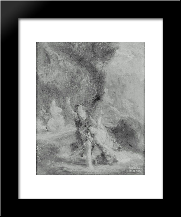 Spring Orpheus Coming To The Aid Of Eurydice 20x24 Black Modern Wood Framed Art Print Poster by Delacroix, Eugene
