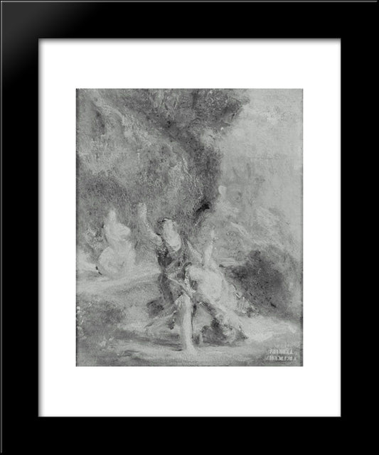 Spring Orpheus Coming To The Aid Of Eurydice 20x24 Black Modern Wood Framed Art Print Poster by Delacroix, Eugene