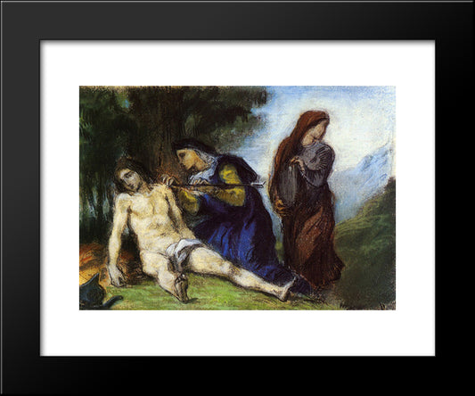 St. Sebastian 20x24 Black Modern Wood Framed Art Print Poster by Delacroix, Eugene