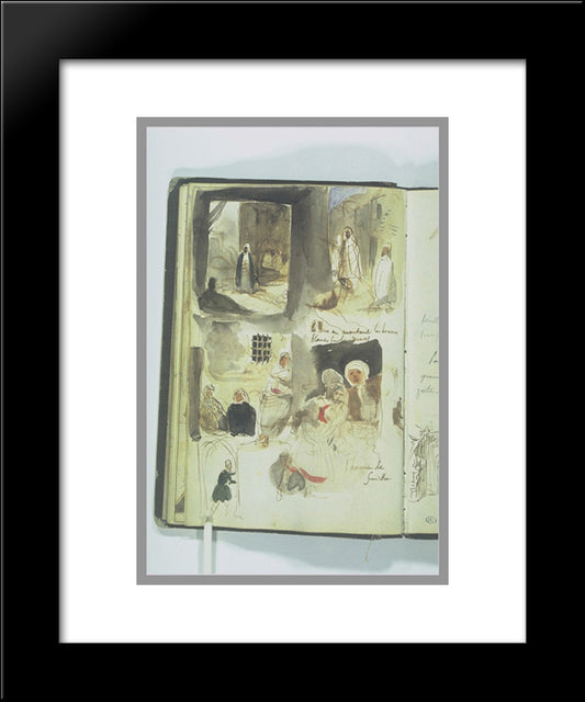 Streets And Shops With Characters, Handwritten Notes 20x24 Black Modern Wood Framed Art Print Poster by Delacroix, Eugene