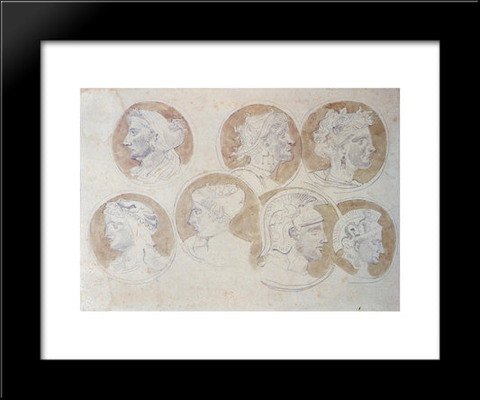 Studies Of Antique Medallions 20x24 Black Modern Wood Framed Art Print Poster by Delacroix, Eugene