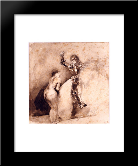 Study For Marphisa 20x24 Black Modern Wood Framed Art Print Poster by Delacroix, Eugene