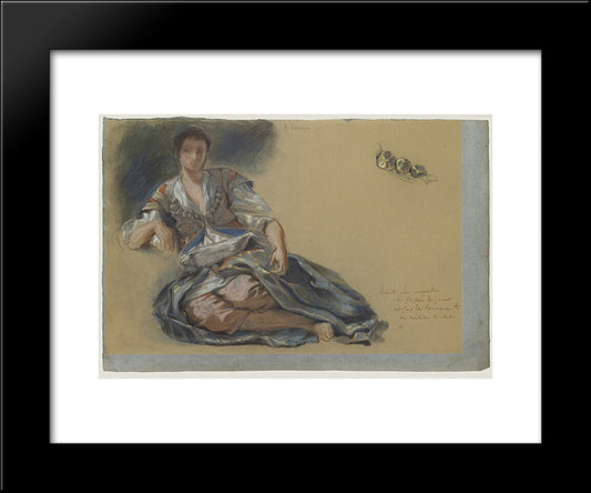 Study For The Painting Women Of Algiers 20x24 Black Modern Wood Framed Art Print Poster by Delacroix, Eugene