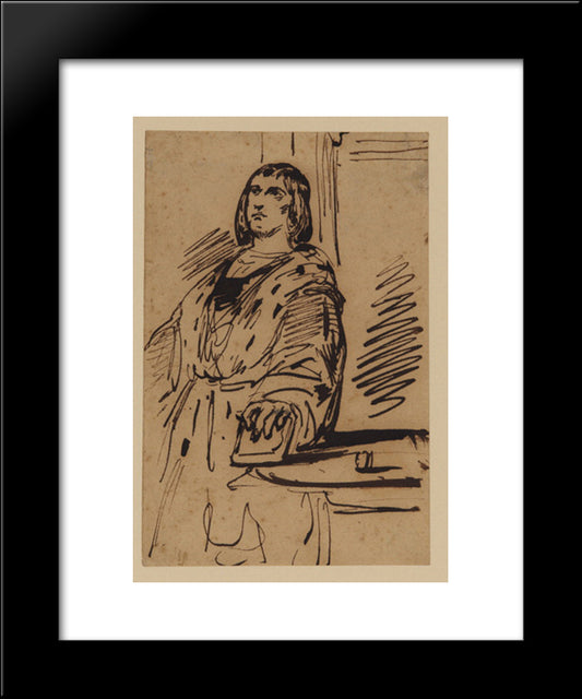 Study Of A Man In Costume 20x24 Black Modern Wood Framed Art Print Poster by Delacroix, Eugene