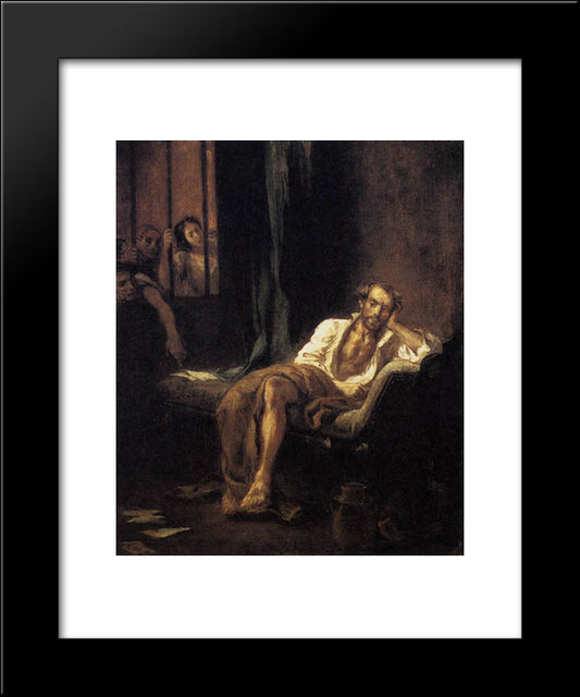 Tasso In The Madhouse 20x24 Black Modern Wood Framed Art Print Poster by Delacroix, Eugene