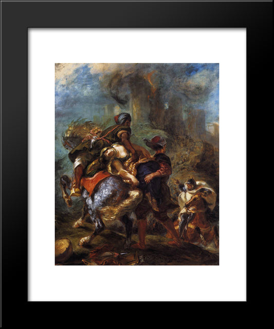 The Abduction Of Rebecca 20x24 Black Modern Wood Framed Art Print Poster by Delacroix, Eugene