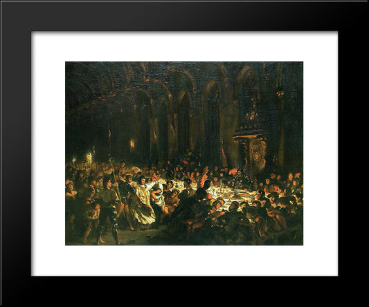 The Assassination Of The Bishop Of Liege 20x24 Black Modern Wood Framed Art Print Poster by Delacroix, Eugene