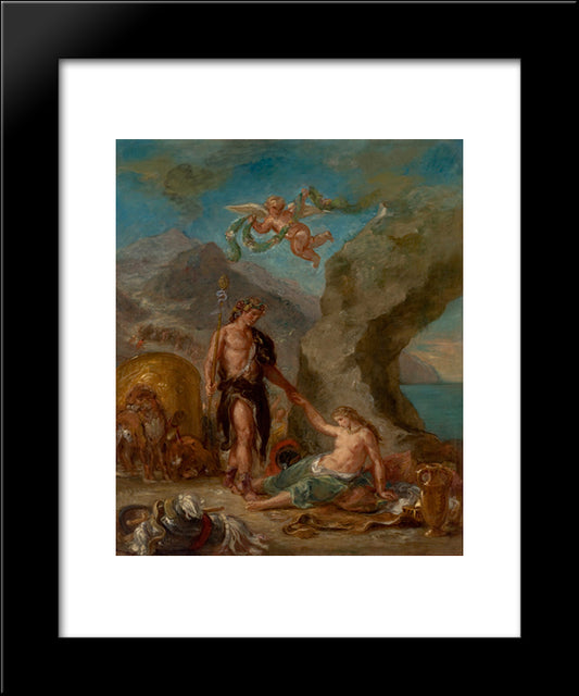 The Autumn Bacchus And Ariadne 20x24 Black Modern Wood Framed Art Print Poster by Delacroix, Eugene