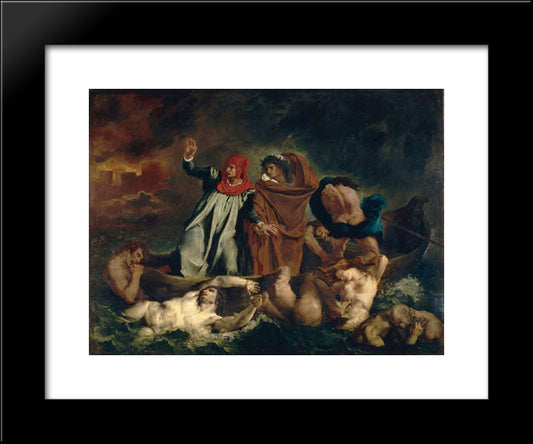 The Barque Of Dante (Dante And Virgil In The Underworld) 20x24 Black Modern Wood Framed Art Print Poster by Delacroix, Eugene
