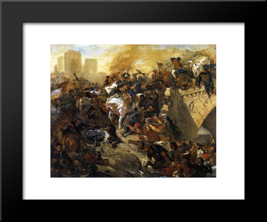 The Battle Of Taillebourg - Draft 20x24 Black Modern Wood Framed Art Print Poster by Delacroix, Eugene