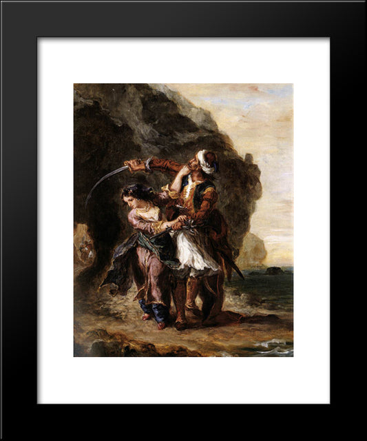 The Bride Of Abydos 20x24 Black Modern Wood Framed Art Print Poster by Delacroix, Eugene