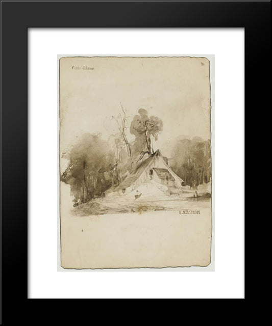 The Cottage In The Grove 20x24 Black Modern Wood Framed Art Print Poster by Delacroix, Eugene