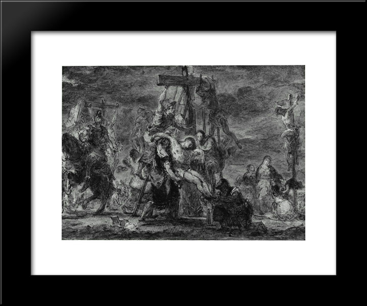 The Descent From The Cross 20x24 Black Modern Wood Framed Art Print Poster by Delacroix, Eugene