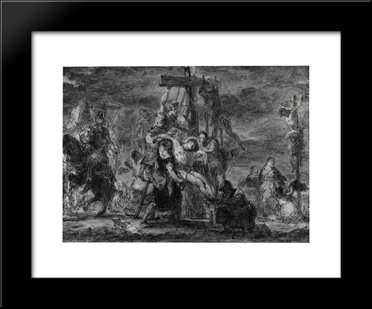 The Descent From The Cross 20x24 Black Modern Wood Framed Art Print Poster by Delacroix, Eugene