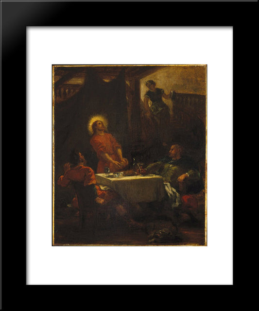 The Disciples At Emmaus 20x24 Black Modern Wood Framed Art Print Poster by Delacroix, Eugene