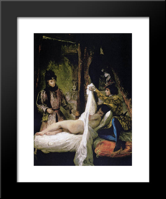 The Duc D'Orleans Showing His Mistress To The Duc De Bourgogne 20x24 Black Modern Wood Framed Art Print Poster by Delacroix, Eugene
