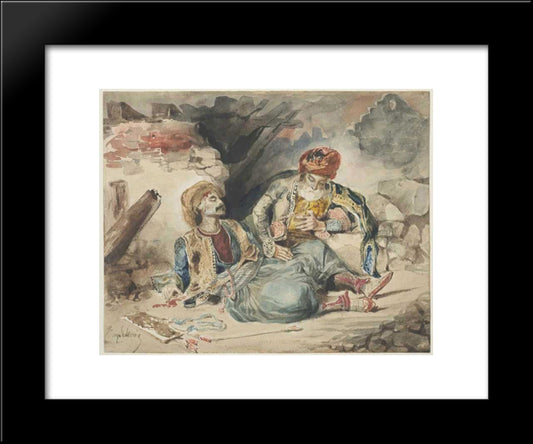 The Dying Turk 20x24 Black Modern Wood Framed Art Print Poster by Delacroix, Eugene