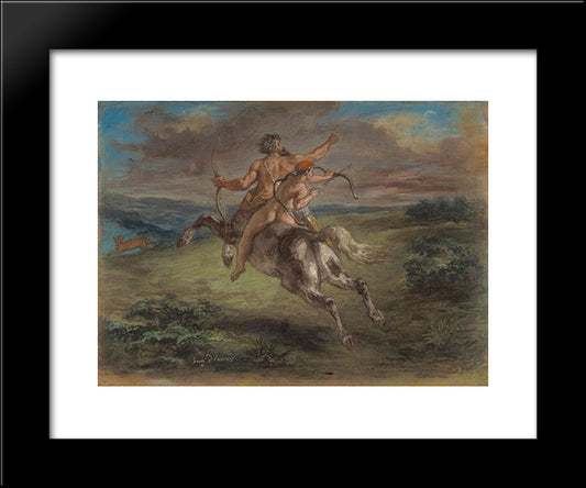 The Education Of Achilles 20x24 Black Modern Wood Framed Art Print Poster by Delacroix, Eugene