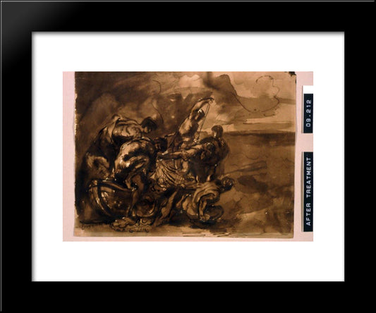 The Miraculous Draught Of Fishes 20x24 Black Modern Wood Framed Art Print Poster by Delacroix, Eugene