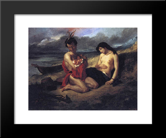 The Natchez 20x24 Black Modern Wood Framed Art Print Poster by Delacroix, Eugene