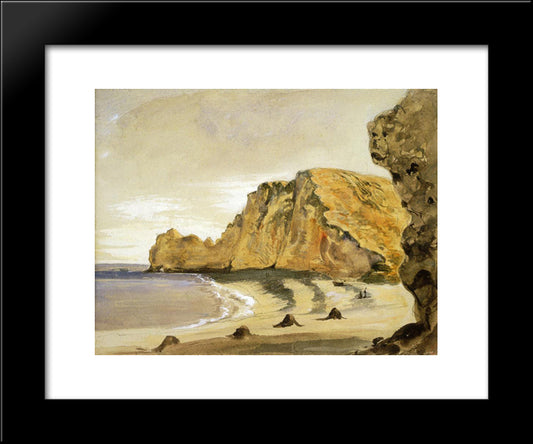 The Porte D'Amont, Etretat 20x24 Black Modern Wood Framed Art Print Poster by Delacroix, Eugene
