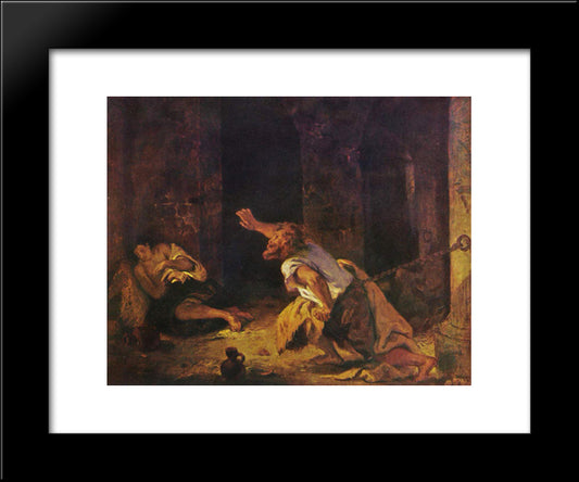 The Prisoner Of Chillon 20x24 Black Modern Wood Framed Art Print Poster by Delacroix, Eugene