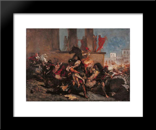 The Rape Of Sabine Women 20x24 Black Modern Wood Framed Art Print Poster by Delacroix, Eugene