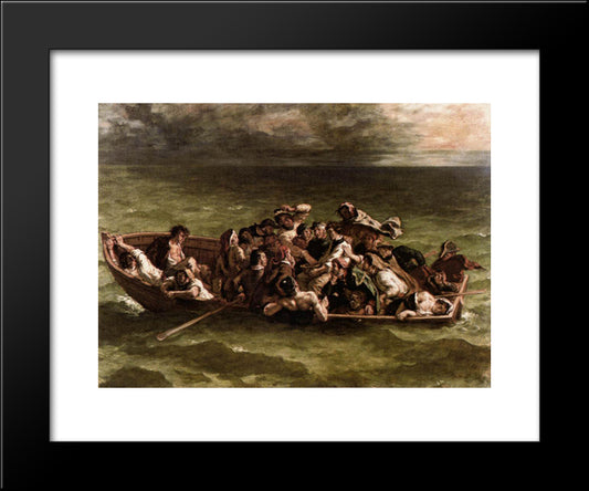 The Shipwreck Of Don Juan 20x24 Black Modern Wood Framed Art Print Poster by Delacroix, Eugene