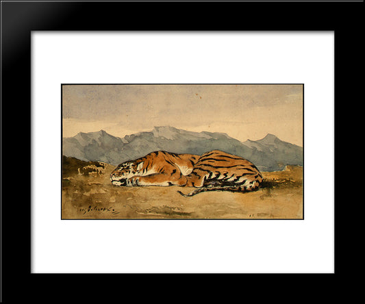 Tiger 20x24 Black Modern Wood Framed Art Print Poster by Delacroix, Eugene