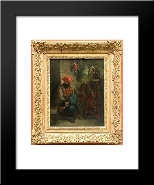 Turk With A Saddle 20x24 Black Modern Wood Framed Art Print Poster by Delacroix, Eugene