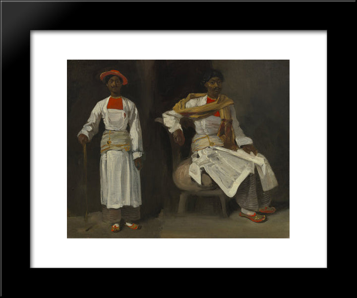 Two Views Of An Indian From Calcutta, Seated And Standing 20x24 Black Modern Wood Framed Art Print Poster by Delacroix, Eugene