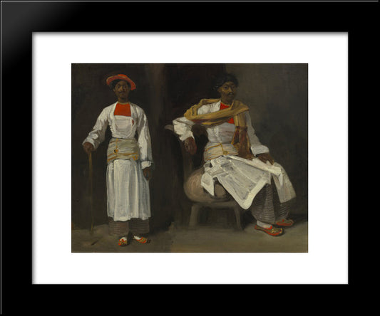 Two Views Of An Indian From Calcutta, Seated And Standing 20x24 Black Modern Wood Framed Art Print Poster by Delacroix, Eugene