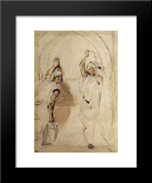 Two Women At The Well 20x24 Black Modern Wood Framed Art Print Poster by Delacroix, Eugene