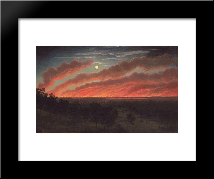 Bush Fire Between Mount Elephant And Timboon 20x24 Black Modern Wood Framed Art Print Poster by von Guerard, Eugene