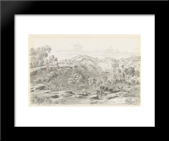 Crater Of Mount Eccles, West From Mount Napier 20x24 Black Modern Wood Framed Art Print Poster by von Guerard, Eugene