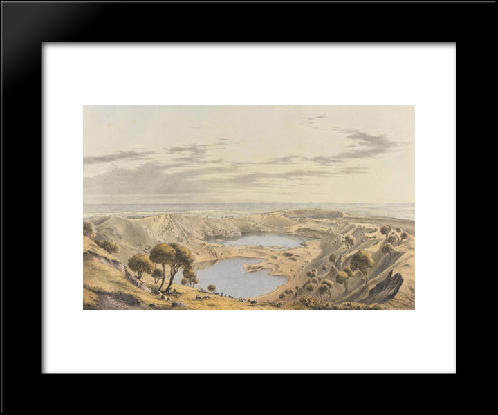 Crater Of Mount Gambier S.A. 20x24 Black Modern Wood Framed Art Print Poster by von Guerard, Eugene